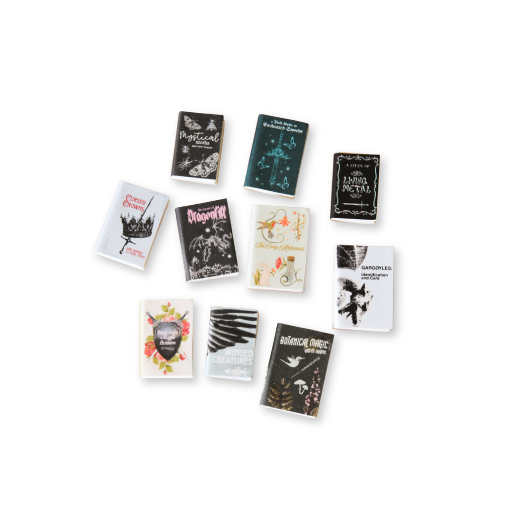 Fantasy Research Books & Guides 12 DIY Mini Books- 1:12 scale
